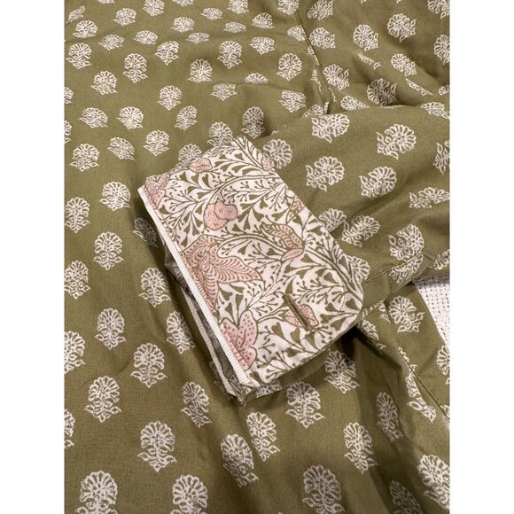 Orvis Long Sleeve Button Down Sage Green Floral Camp Shirt Size 14 - Picture 8 of 8